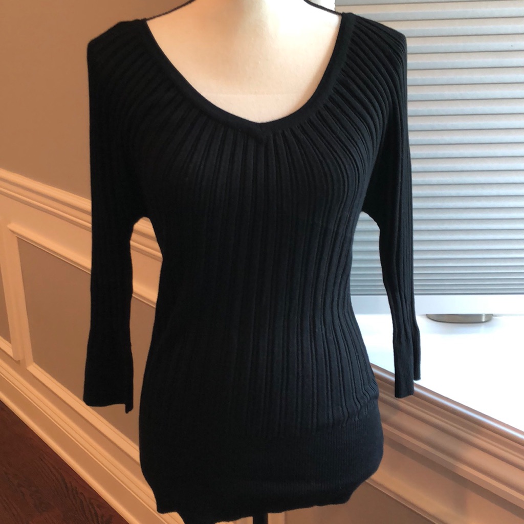 Black Ribbed Knit Top